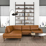 Corbin Left-Facing Tan Leather Sectional Sofa