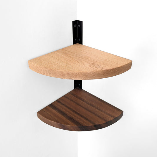 Corner Shelf with Black Steel Visible Bracket