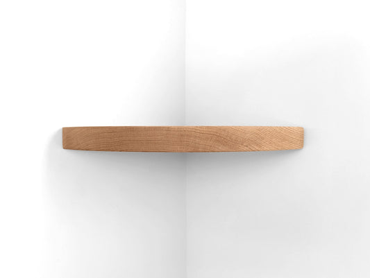 Oak Floating Corner Shelf with Cord Hole
