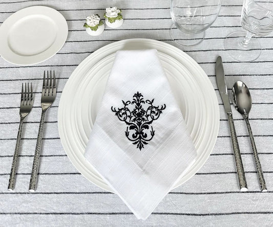 White Wedding Napkins - Victorian Napkins