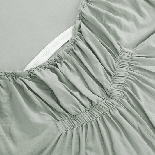 Egyptian Cotton-European Linen Adjustable Fitted Sheet Sage