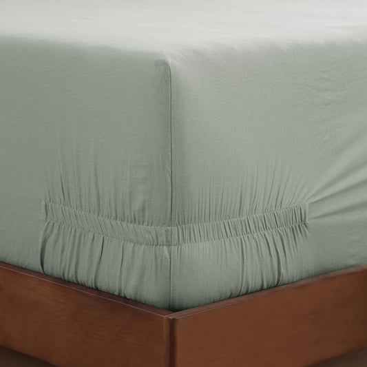 Egyptian Cotton-European Linen Adjustable Fitted Sheet Sage