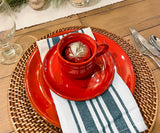 Green and White Napkins Set of 6