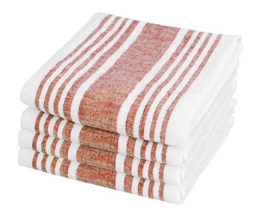 Terracotta Striped Napkins - 100% Pure Linen
