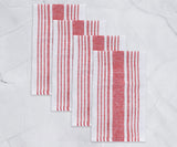 Red Linen Striped Napkins