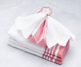 Red Linen Striped Napkins