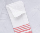 Red Linen Striped Napkins