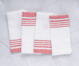 Red Linen Striped Napkins