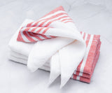 Red Linen Striped Napkins
