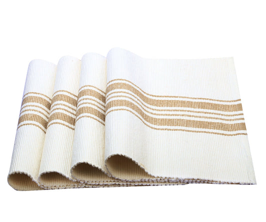 Beige Striped Cotton Placemats