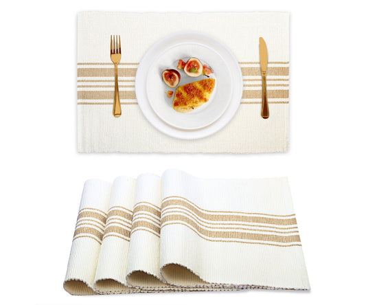 Beige Striped Cotton Placemats
