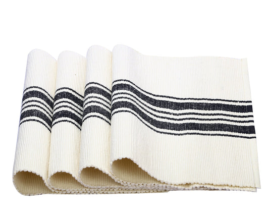 Navy Blue Striped Cotton Placemats
