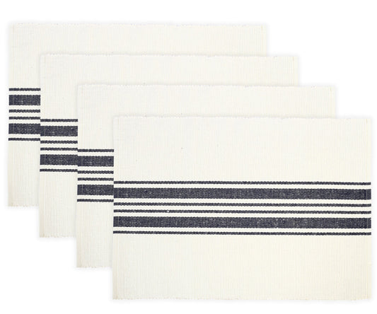 Navy Blue Striped Cotton Placemats