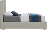 Crosby Mid Century Modern Bed with Elegant Linen Upholstery and Stylish Gold & Chrome Legs
