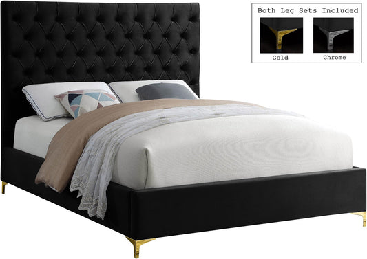 Cruz Luxurious Velvet Bed with Tufted Headboard and Contemporary Design for Stylish Bedrooms