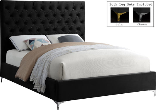 Cruz Luxurious Velvet Bed with Tufted Headboard and Contemporary Design for Stylish Bedrooms