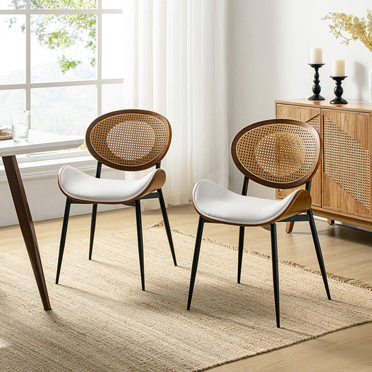 Flora Curved Wood Backrest Faux Leather Upholstery Cushion Dining Chair (Optional Types)