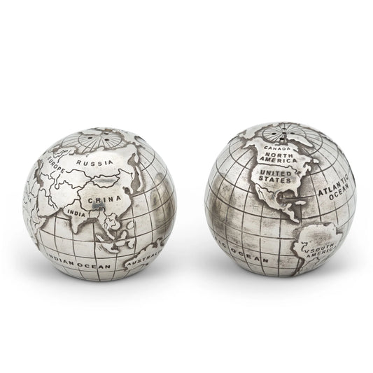 Pewter World Globe Salt & Pepper Set
