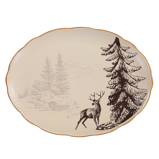 White Pine Ceramic Serving Platters, Set of 4