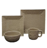 Savannah 16PC Ceramic Dinnerware Set, Taupe - Closeout