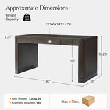 Modern Desk with Power Outlets and Fluted Wood Legs