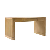 Modern Desk with Power Outlets and Fluted Wood Legs