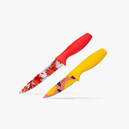 2-Piece Printed Kitchen Knife Set-Multi Color