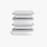 8 Piece Set (4 Containers + 4 Lids) 6.55 Cup Rectangular Glass Storage Containers, Blue