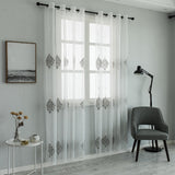 Nexus - Sheer Curtain Panel - Gray on White