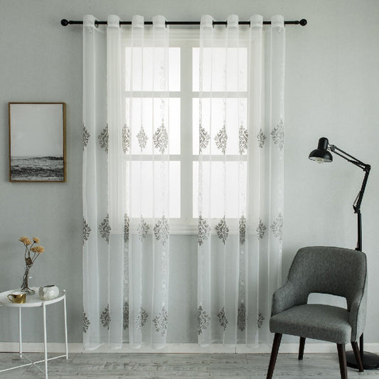 Nexus - Sheer Curtain Panel - Gray on White