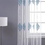 Kseniya - Sheer Curtain Panel - Blue on White