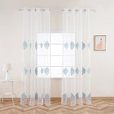 Kseniya - Sheer Curtain Panel - Blue on White