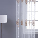 Olesya - Sheer Curtain Panel - Gold on White
