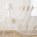 Olesya - Sheer Curtain Panel - Gold on White