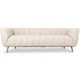 LaMattina Genuine Italian Beige Leather Channel Tufted Sofa