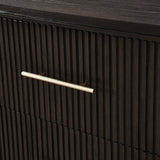 Modern Solid Wood Fluted Dresser with 6 Drawers & Oak Texture