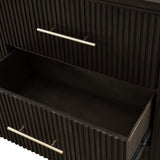 Modern Solid Wood Fluted Dresser with 6 Drawers & Oak Texture