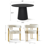 Dwen & Mia 46" Round Chenille Dining Table Set for 4 (5-Piece)