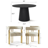 Dwen & Mia 46" Round Chenille Dining Table Set for 4 (5-Piece)