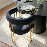 Dwen & Mia 46" Round Chenille Dining Table Set for 4 (5-Piece)