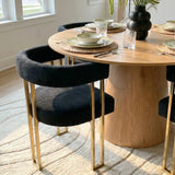 Dwen & Mia 46" Round Chenille Dining Table Set for 4 (5-Piece)
