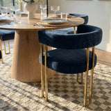Dwen & Mia 46" Round Chenille Dining Table Set for 4 (5-Piece)
