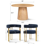 Dwen & Mia 46" Round Chenille Dining Table Set for 4 (5-Piece)