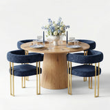 Dwen & Mia 46" Round Chenille Dining Table Set for 4 (5-Piece)