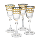 Crystal Gold Italian Design Red Wine Glasses Double-Row Gold -Set of 4