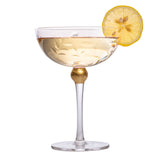 Colored Coupe Art Deco Glasses, Gold | Set of 4 | 8 oz (Pink)