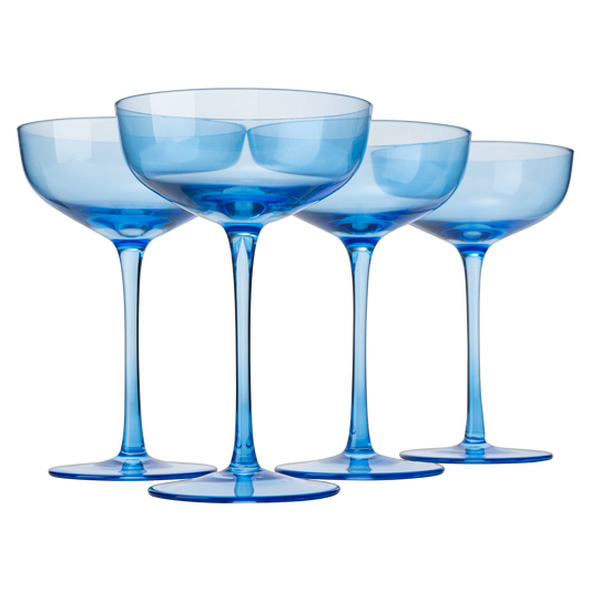 The Wine Savant Colored Coupe Glass | 7oz | Set of 4 (Blue)
