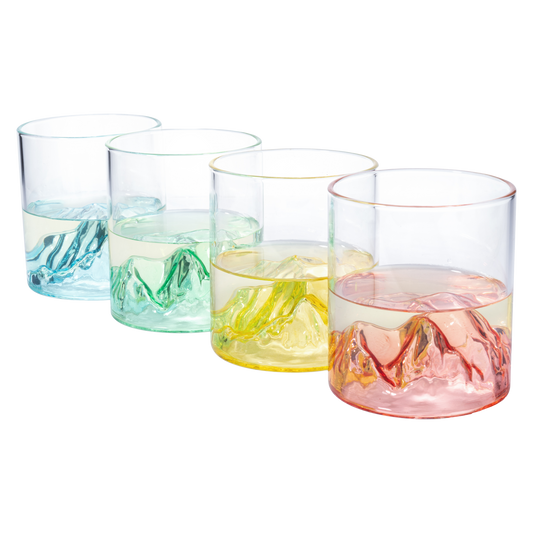 Colorful Multicolor Mountain Glasses 11.5oz Set of 4