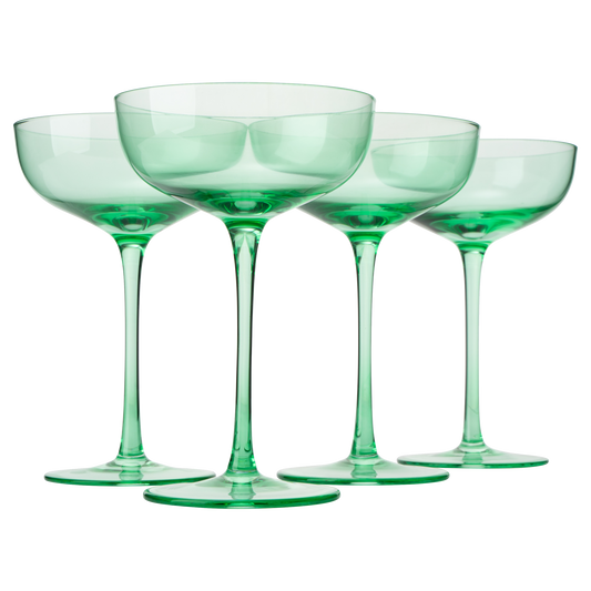 The Wine Savant Colored Coupe Glass | 7oz | Set of 4 (Green)