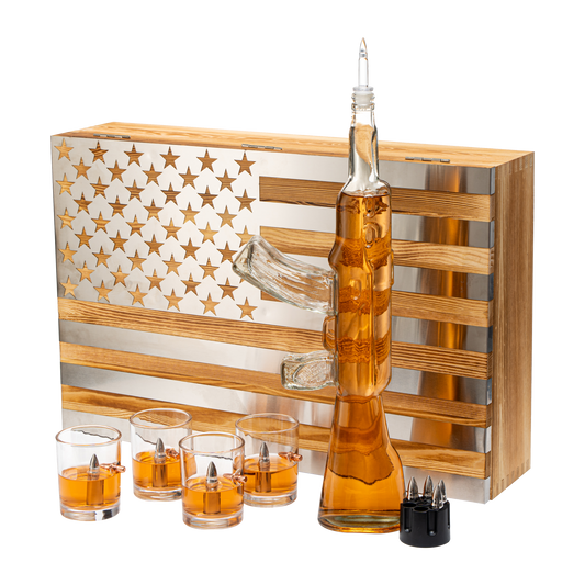 Whiskey Decanter Flag Set - 1000ml AK47 Rifle Gun